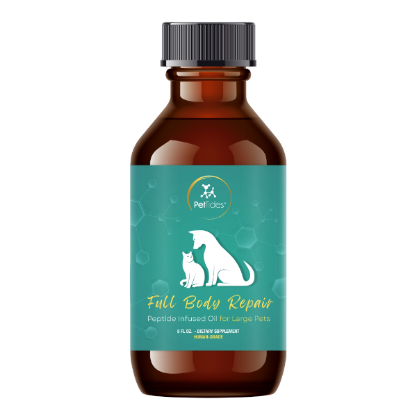 Pettides full body support for large pets front label side 8oz bottle