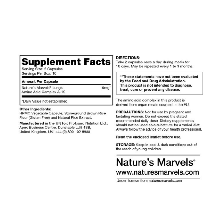 Lungs bioregulator supplement facts